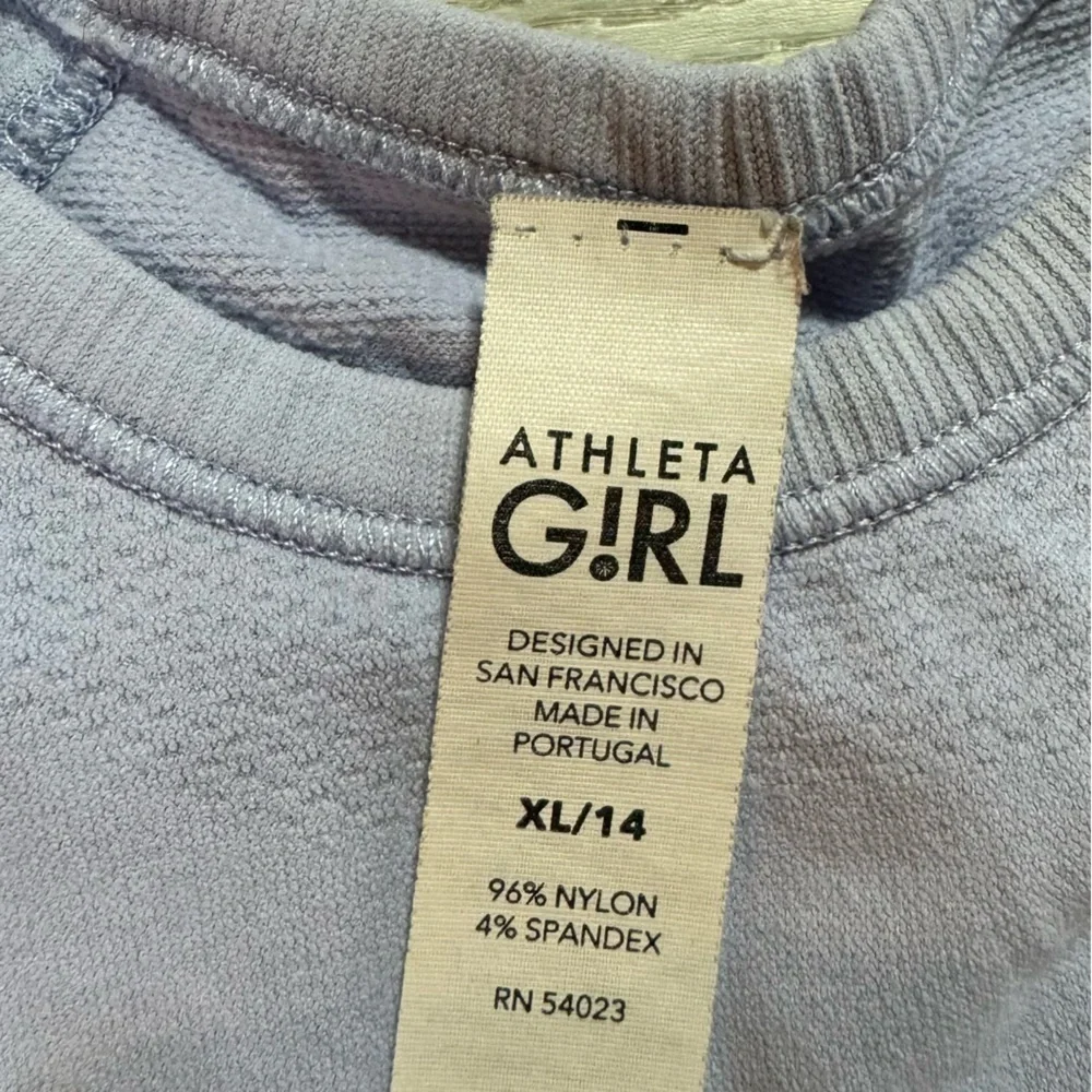 ATHLETA GIRL POWER UP SEAMLESS TOP, Dusky Blue, Size XL/14